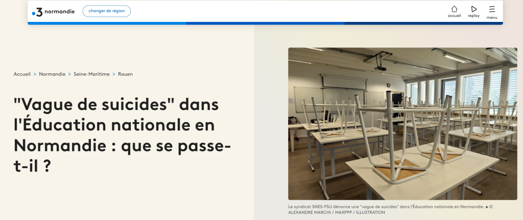 Article de France Info témoignant des problématiques au sein de l'éducation nationale.